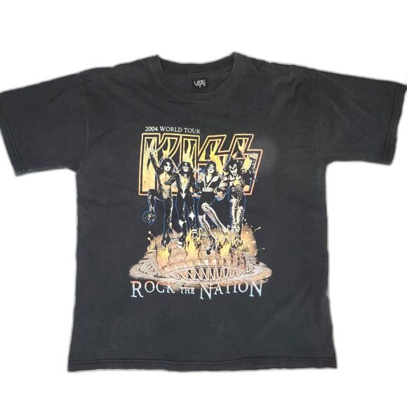 KISS ROCK THE NATION 2004 Tシャツ M Vintage KISS Rock The Nation Concert T Shirt 2004 Black